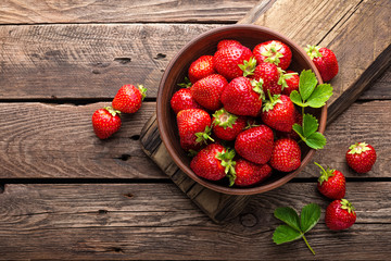 Fresh juicy strawberries with leaves. Strawberry. - Powered by Adobe