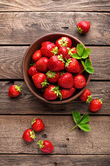 Fresh juicy strawberries with leaves. Strawberry.