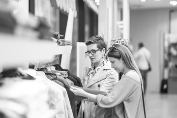 best friend shopping in big mall