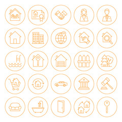 Line Circle House Icons
