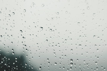 Dirty glass of raindrops