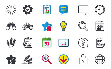 Agricultural icons. Wheat corn or Gluten free.