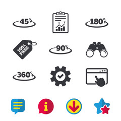 Angle degrees icons. Geometry math signs.