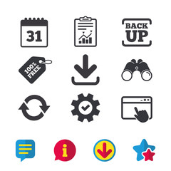 Download and Backup signs. Calendar, rotation.