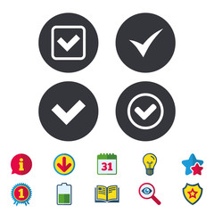 Check signs. Checkbox confirm icons.