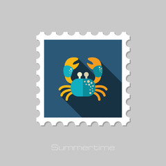 Crab stamp. Summer. Vacation