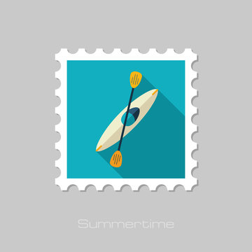 Kayak stamp. Canoe vector. Summer. Vacation
