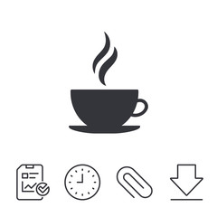 Coffee cup sign icon. Hot coffee button.