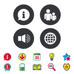 Information sign and group. Communication icons.