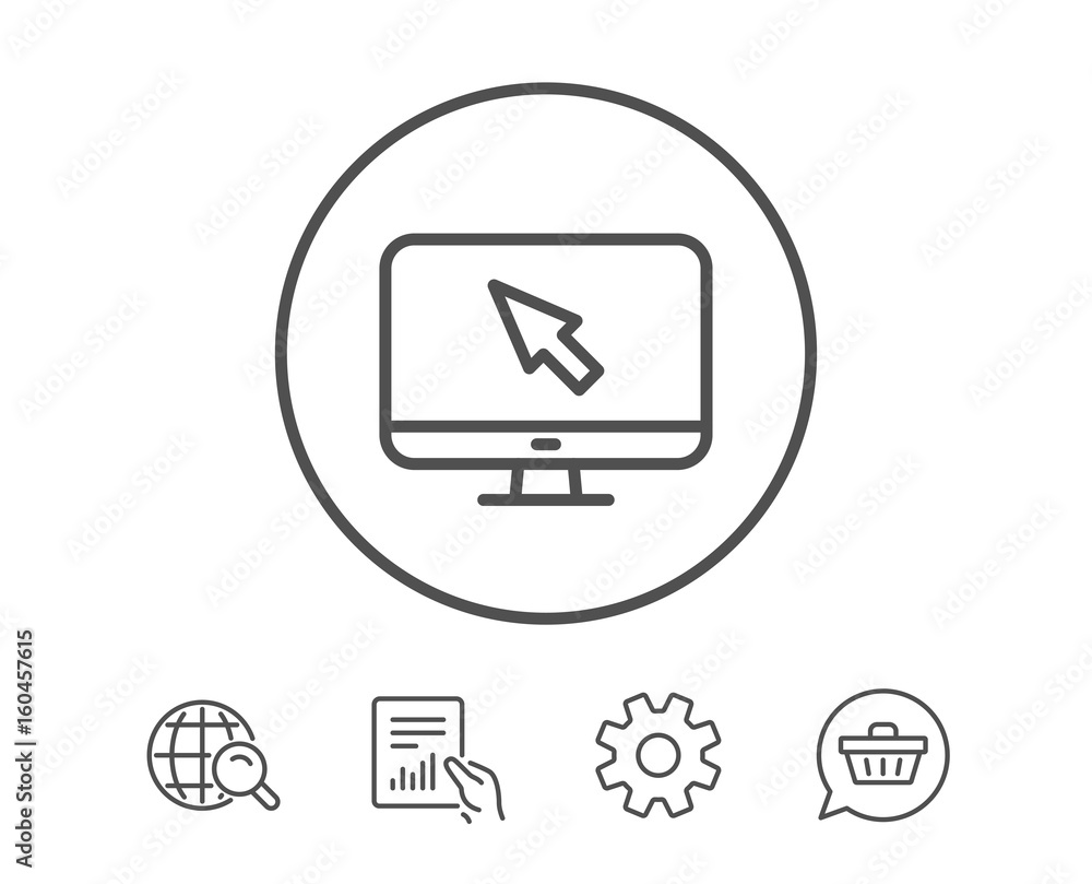 Poster computer or monitor icon. mouse cursor sign.