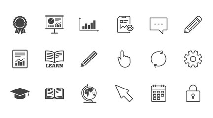 Education and study icon. Presentation signs.