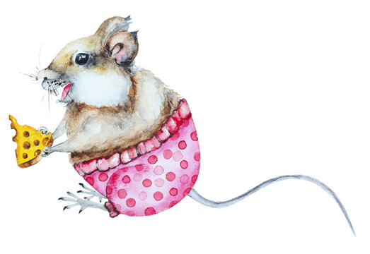 Watercolor cartoon mouse