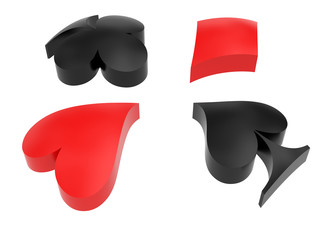 Composition from curved cards suit icons