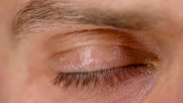 Beautiful blinking male eye close-up