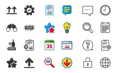 Fragile icons. Delicate package delivery.