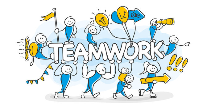 Stick Figure Series Blue / Teamwork, Teambuilding, Business