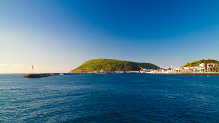 Sea view to Horta marina and city at Faial island, Azores, Portugal