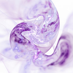 Abstract blurred violet swirl on white background. Fantasy fractal texture. Digital art. 3D rendering.