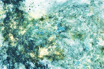 Abstract marble texture. Fractal background in blue, green and golden colors. Fantasy digital art. 3D rendering.