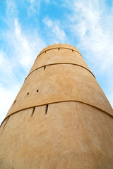 in oman    muscat    the   old defensive  fort battlesment sky and  star brick