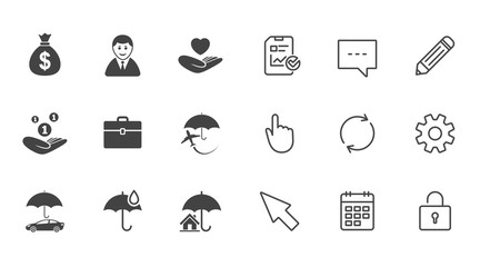 Insurance icons. Life, Real estate and House.