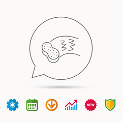 Hand wash icon. Cleaning sponge sign. Calendar, Graph chart and Cogwheel signs. Download and Shield web icons. Vector