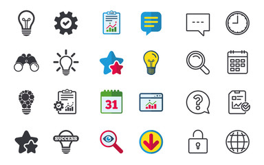 Light lamp icons. Energy saving symbols.