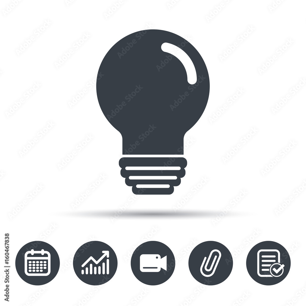 Poster light bulb icon. lamp sign. illumination technology symbol. calendar, chart and checklist signs. vid