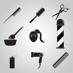 Hair salon icon, Barber shop icon set