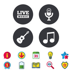 Fototapeta premium Musical elements icon. Microphone, Music note.