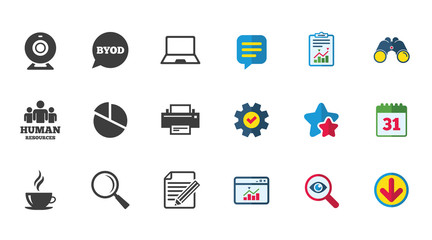 Office, documents and business icons.