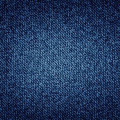 Jeans illustration, blue denim background with pocket or texture border element. Geometric denim surface pattern for flyers. Abstract indigo dyed effect decorative textured background. Vector.