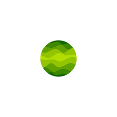 Isolated abstract green color round shape logo of wavy lines on white background vector illustration.