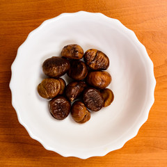 bread snacks on dish on a table
