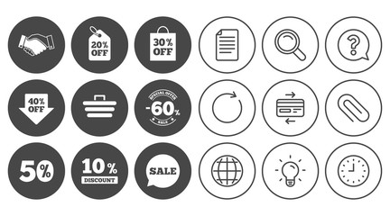 Sale discounts icon. Shopping, deal signs.