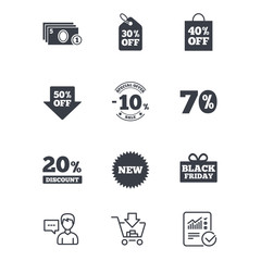 Sale discounts icon. Shopping, deal signs.