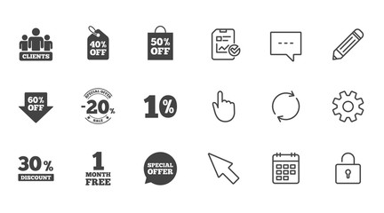 Sale discounts icon. Shopping, deal signs.