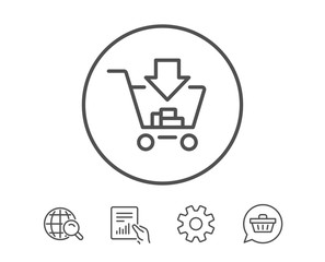 Add to Shopping cart line icon. Online buying.