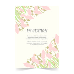 Invitation card, wedding card with flowers in spring time