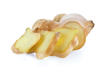 ginger root on white background