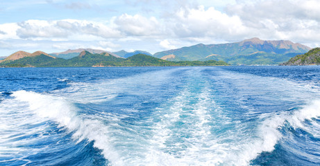   a view from  boat  and the pacific ocean