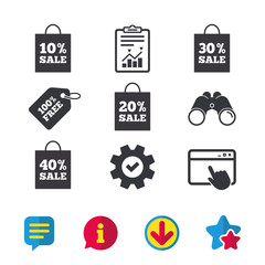 Sale bag tag icons. Discount symbols.