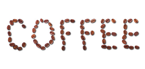 Roasted Coffee Beans, isolated on white background