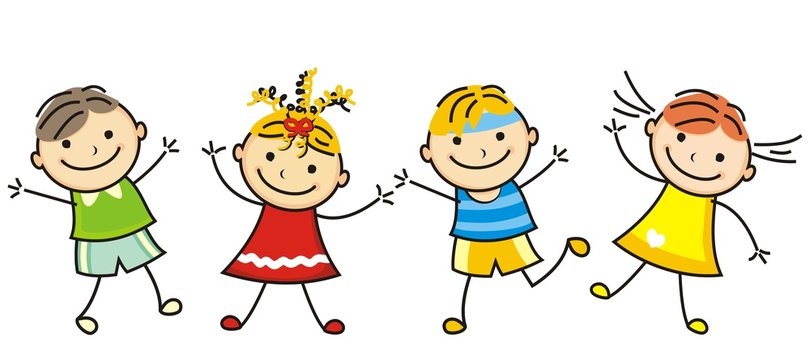 jumping kids, vector icon, line