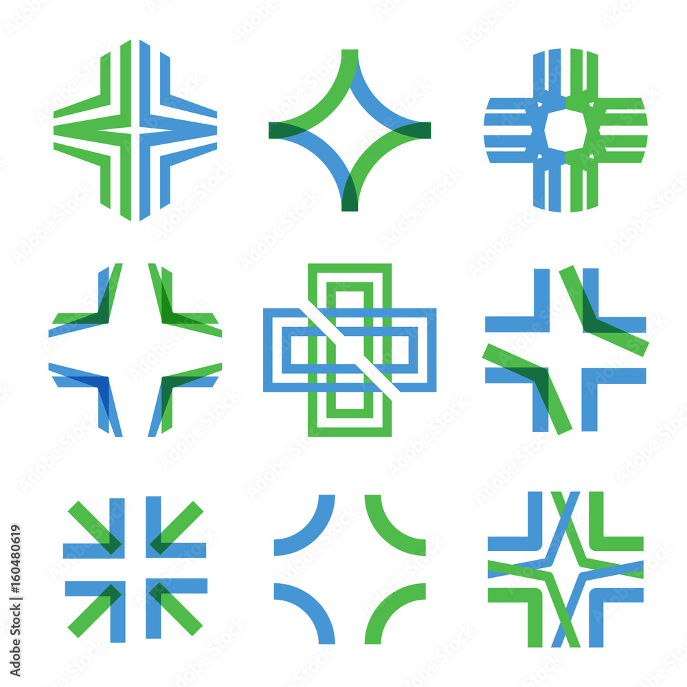 Poster medical abstract symbol from transparent intersecting lines in the form of a cross. magnificent sign