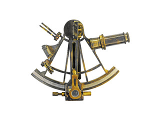 Ancient bronze navigation Sextant Astrolabe, isolate on white background - obrazy, fototapety, plakaty