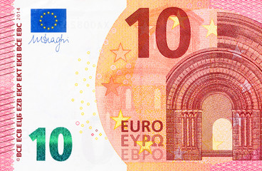Part of 10 euro bill on macro. - obrazy, fototapety, plakaty