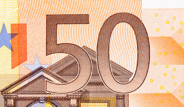 50 Euro Bill On Macro.