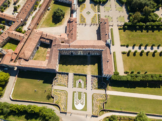 Villa Arconati, Castellazzo, Bollate, Milano, Italia. Vista aerea della Villa Arconati. Giardini e...