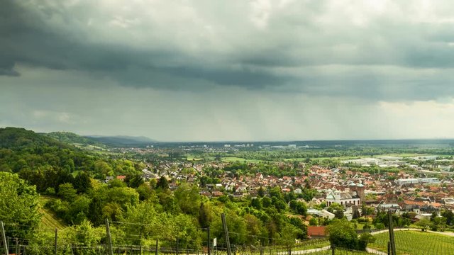 Time lapse - Thunderclouds over the city of Bensheim, Hesse, Germany